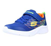 Skechers Niños Microspec Texlor Zapatillas, Blue Textile/ Orange & Lime Trim, 28 EU