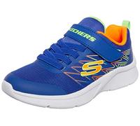 Skechers Niños Microspec Texlor Zapatillas, Blue Textile/ Orange & Lime Trim, 28 EU