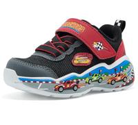 Skechers Niños Play Scene Zapatilla de Deporte, Black & Red Textile/Synthetic/Multi Trim, 21 EU