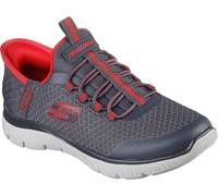Skechers Niños Summits High Range Slip-In ENTRENADOR, Charcoal Textile / Synthetic / Red Trim, 27 EU