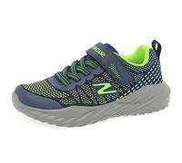 Skechers NITRO SPRINT KARVO, Zapatillas para Niños, Navy Textile/ Lime & Blue Trim, 33.5 EU