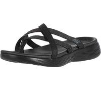 Skechers ON-THE-GO 600 DAINTY, Sandalias de Punta Descubierta para Mujer, Black/Gray Textile, 37 EU