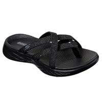 Skechers ON-THE-GO 600 DAINTY, Sandalias de Punta Descubierta para Mujer, Black/Gray Textile, 40 EU