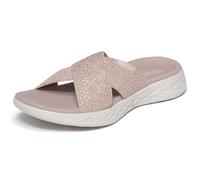 Skechers ON-THE-GO 600 GLISTENING, Sandalia con punta abierta para Mujer, Rose Gold Textile, 40 EU