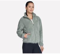 Skechers On-the-GO Glacial Full Zip Sherpa chaqueta en Taupe/Oliva, talla Grande