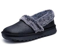 Skechers Pantuflas Cozy Up para mujer, Piel sintética de micropiel negra, 41 EU