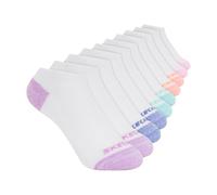 Skechers Paquete de 10 calcetines invisibles para niñas, uso diario para niños, ajuste suave y cómodo, Blanco multicolor (White multicolor), 5-6.5