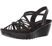 Skechers Parallel-Crossed Wires-Sandalia multigore, cuña Mujer, Black, 39 EU