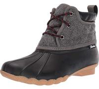 Skechers Pond-Lil Puddles-Botas de Pato Acolchadas con Cordones y Suela Impermeable, Lluvia Mujer, Negro/Carbón, 38 EU