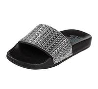 Skechers POP UPS NEW SPARK, Zuecos para Mujer, Black Canvas/Rhinestone Trim, 38 EU