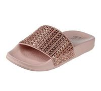 Skechers POP UPS NEW SPARK, Zuecos para Mujer, Rose Gold Canvas/Rhinestone Trim, 38 EU