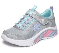 Skechers Rainbow Cruisers Glitzy Glow - Zapatillas Deportivas para niña, Malla Brillante Plateada/Ribete Azul, Talla 42