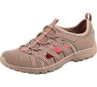 Skechers REGGAE FEST 2.0 HAPPY GETAWAY, Zapatillas para Mujer, Taupe Knit & Durabuck/ Coral Trim, 40 EU