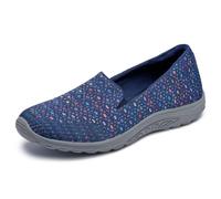 Skechers Reggae Fest-Mimbre-Diseño de Punto Doble Gore Slip on (sauces), Mocasín Plano Mujer, Marino, 39 EU