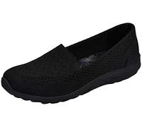 Skechers Reggae Fest-Willows Mocasines Planos de Piel para Mujer, Negro -, 5.5 Wide
