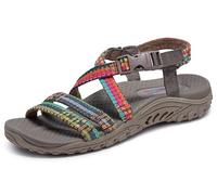 Skechers Reggae-Sew Me-Boho - Sandalia tejida con tiras para mujer, Gris Topo Multi (Taupe Multi), 38.5 EU