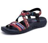 Skechers Reggae Sew Me Boho - Sandalias tejidas con tiras para mujer, Negro Multi, 35 EU
