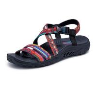 Skechers Reggae - Sew Me - Boho Tejido Con Tiras SandaliaMujer | Plantilla contorneada cómoda, entresuela que absorbe los golpes, lavable a máquina, vegana, cierre de , chanclas, chanclas