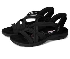 Skechers Reggae Slim para mujer, simplemente elásticas, sin cordones manos libres, Negro/Negro, 10