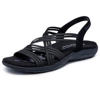 Skechers Reggae Slim Simply Stretch, Sandalia Mujer, Black Gore, 40 EU