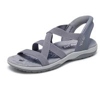Skechers Reggae Slim Stretch Flex - Sandalias sin cordones para mujer, Gris, 41 EU
