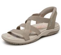 Skechers Reggae Slim Stretch Flex - Sandalias sin cordones para mujer, gris topo, 35 EU