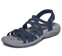 Skechers Reggae Slim Summer Getaway - Sandalias Planas para Mujer, Color Azul Marino, Talla 8