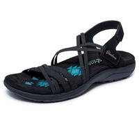 Skechers Reggae Slim-Takes Two, Sandalias Mujer, Black, 41 EU