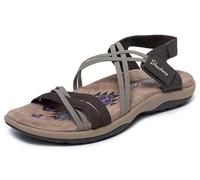 Skechers Reggae Slim-Takes Two, Sandalias Planas Mujer, Chocolate, 39 EU