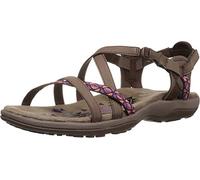Skechers REGGAE SLIM VACAY, Sandalias de Talón Abierto para Mujer, Chocolate Duraleather/ Webbing, 39 EU