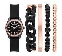 Skechers Reloj analógico de Cuarzo para Mujer con Correa de Silicona SR9113, Negro