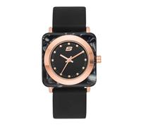 Skechers Reloj de Cuarzo Negro con Correa sintética para Mujer, Plateado Mate, 32 mm, Correa
