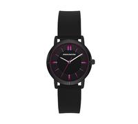Skechers Reloj deportivo casual de cuarzo analógico de silicona o cuero para mujer, Bellflower Negro, Casual analógico para mujer
