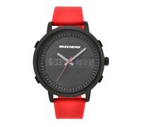 Skechers Reloj para hombre Lawndale, movimiento Ana-Digi, caja de aleación negra de 46 mm con correa de silicona, SR5073