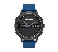 Skechers Reloj para hombre Lawndale, movimiento Ana-Digi, caja de aleación negra de 46 mm con correa de silicona, SR5072
