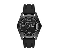 Skechers Reloj para hombre Reseda, movimiento de tres manecillas con fecha, caja de aleación negra de 43MM con correa de silicona, SR5199