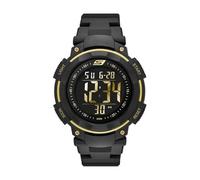 Skechers Reloj para hombre Ruhland, movimiento digital, 45mm Negro, caja de policarbonato dorado con correa de poliuretano, SR1019