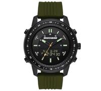Skechers Reloj para Hombre Wilkie, movimiento Ana-Digi, caja de policarbonato negro de 50 mm con correa de silicona, SR5155