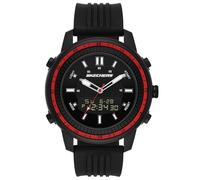 Skechers Reloj para Hombre Wilkie, movimiento Ana-Digi, caja de policarbonato negro de 50 mm con correa de silicona, SR5154