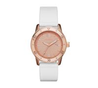 Skechers Reloj para mujer Redondo, movimiento de tres manecillas con fecha, caja de 36 mm de aleación de oro rosa con correa de silicona, SR6053