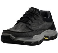 Skechers Respected-Loleto - Puntera estilo mocasín con cordones elásticos, Negro/Gris, 42 EU