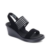 Skechers Rumbers-Sci Fi, Sandalias de Talón Abierto Mujer, Negro BBK Black Mitobuck Gore Trim, 37.5 EU Ancho