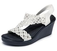 Skechers Rumble on-Sassier DayZ Sandalias de cuña para mujer, Blanco, 41 EU