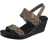 Skechers Rumble on-Sassy Dayz, Sandalias con cuña Mujer, marrón, 37 EU