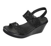 Skechers Rumble on-Sassy Dayz, Sandalias con cuña Mujer, Black, 42.5 EU