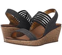 Skechers Rumbers-Sci Fi, Sandalias de Talón Abierto Mujer, Negro BBK Black Mitobuck Gore Trim, 38 EU Ancho