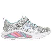 Skechers S-Lights: Rainbow Cruisers - Glitzy Glow en Plata/Azul, talla 34