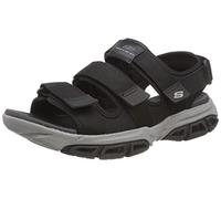 Skechers Sandalia ATLAN para hombre, punto negro/sintético, talla 10 UK, Tejido sintético negro, 45