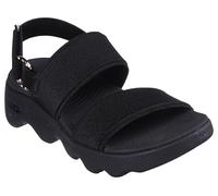 Skechers Sandalia con correa de cuarto para mujer, Negro/Oro rosa, 40 EU