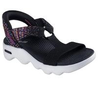 Skechers Sandalia con correa en T para mujer, Negro/Multi, 35 EU